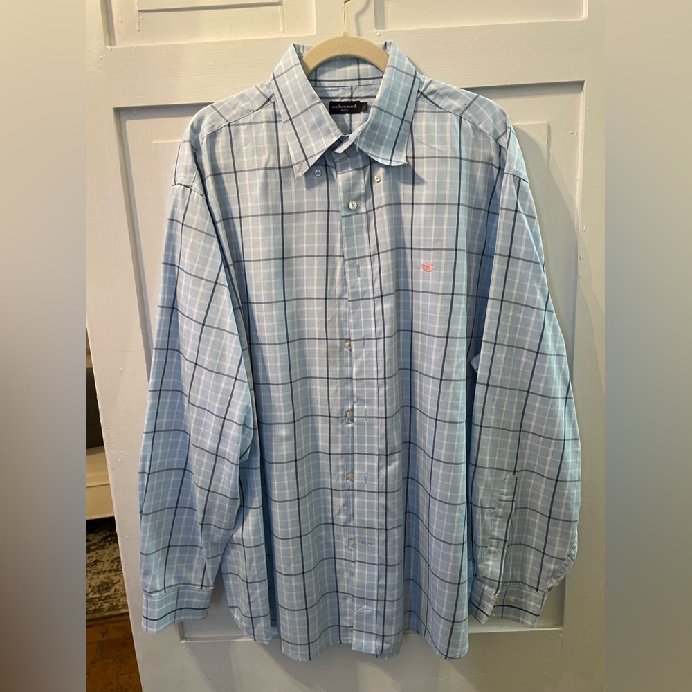 Southern Marsh Sky Blue Checkered Shirt NWOT